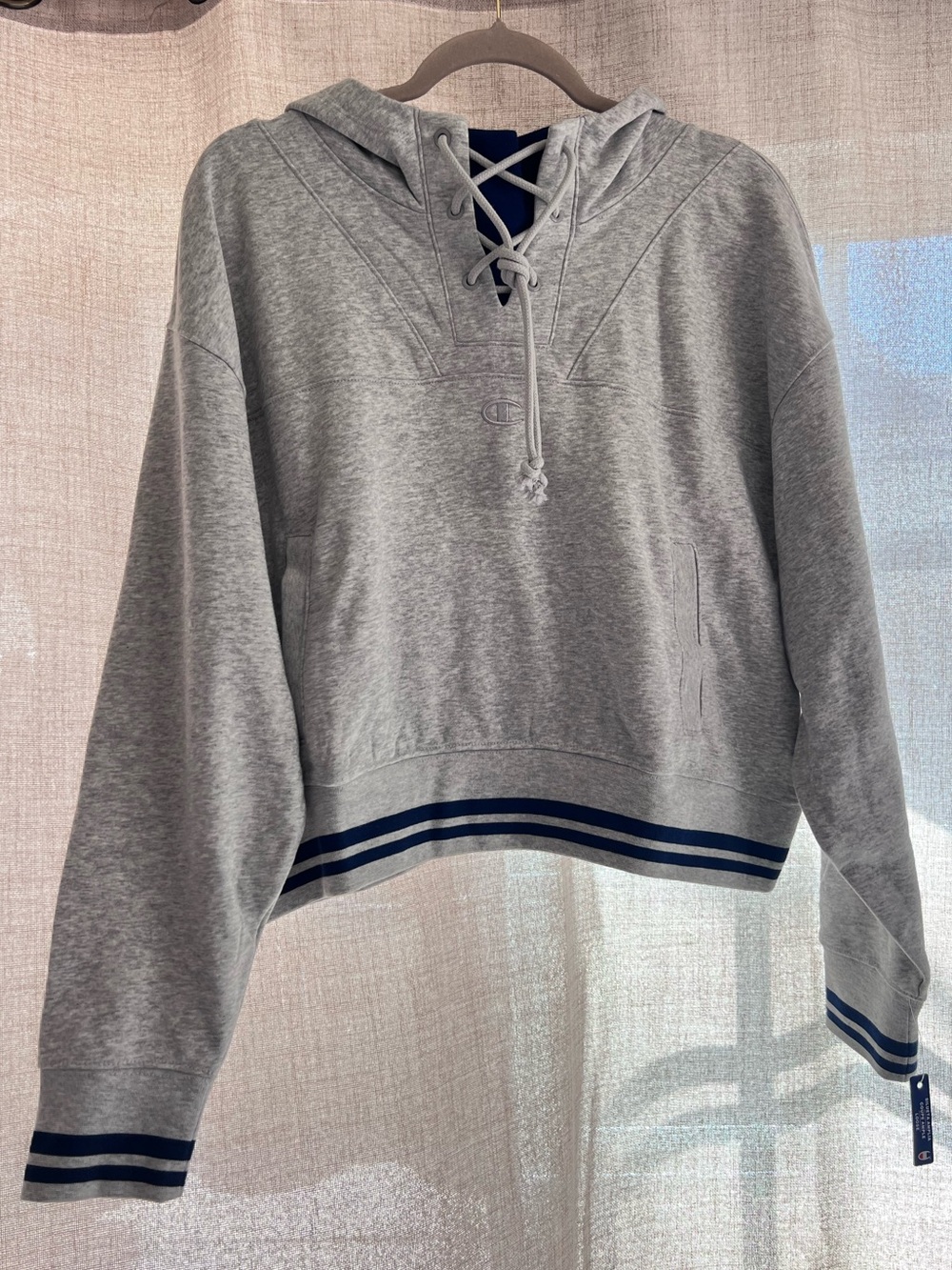 Champion Gray Lace-Up Hoodie - Women’s Medium